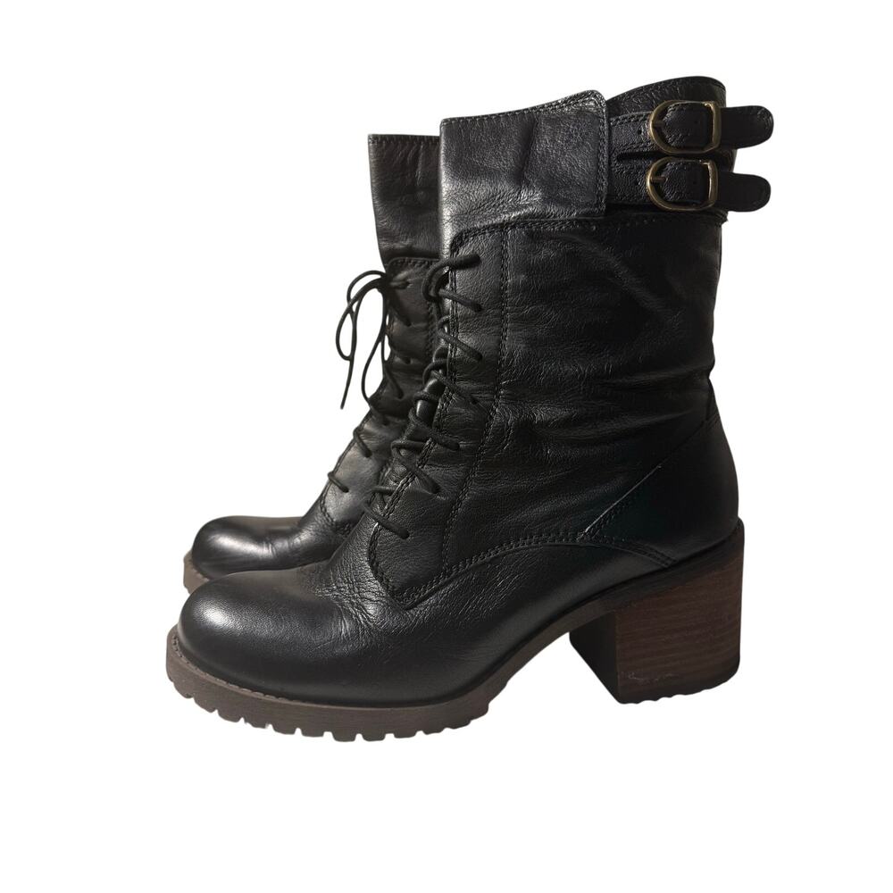 Vintage Lucky Brand 'NYLAH' Leather Healed Combat Boot